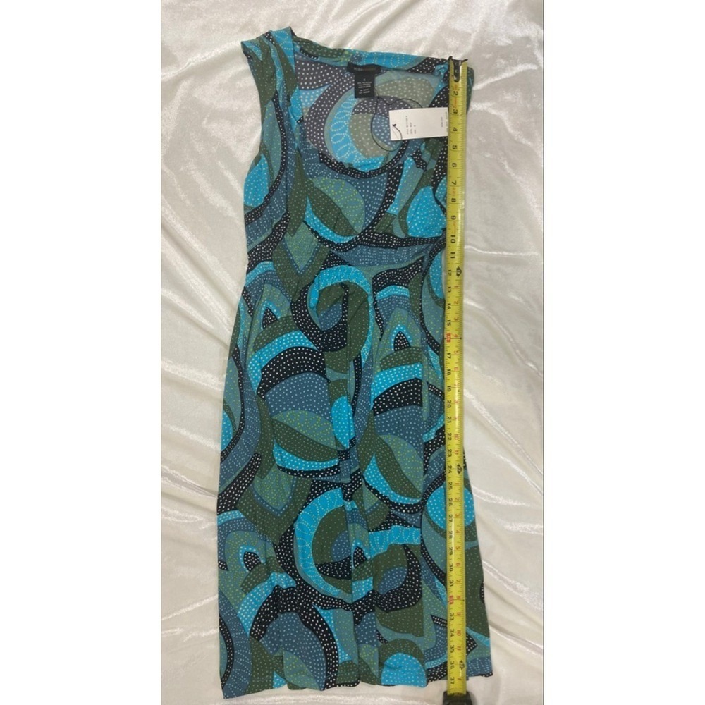 BCBGMaxAzria Dress Abstract Geometric Print Sleeveless Midi Blue Green Small NWT - Picture 10 of 13